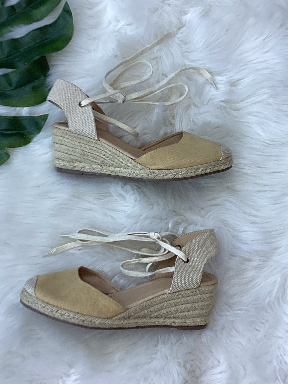 JG Ankle Tie Espadrilles Wedge Shoes Tan 10 - Picture 3 of 11